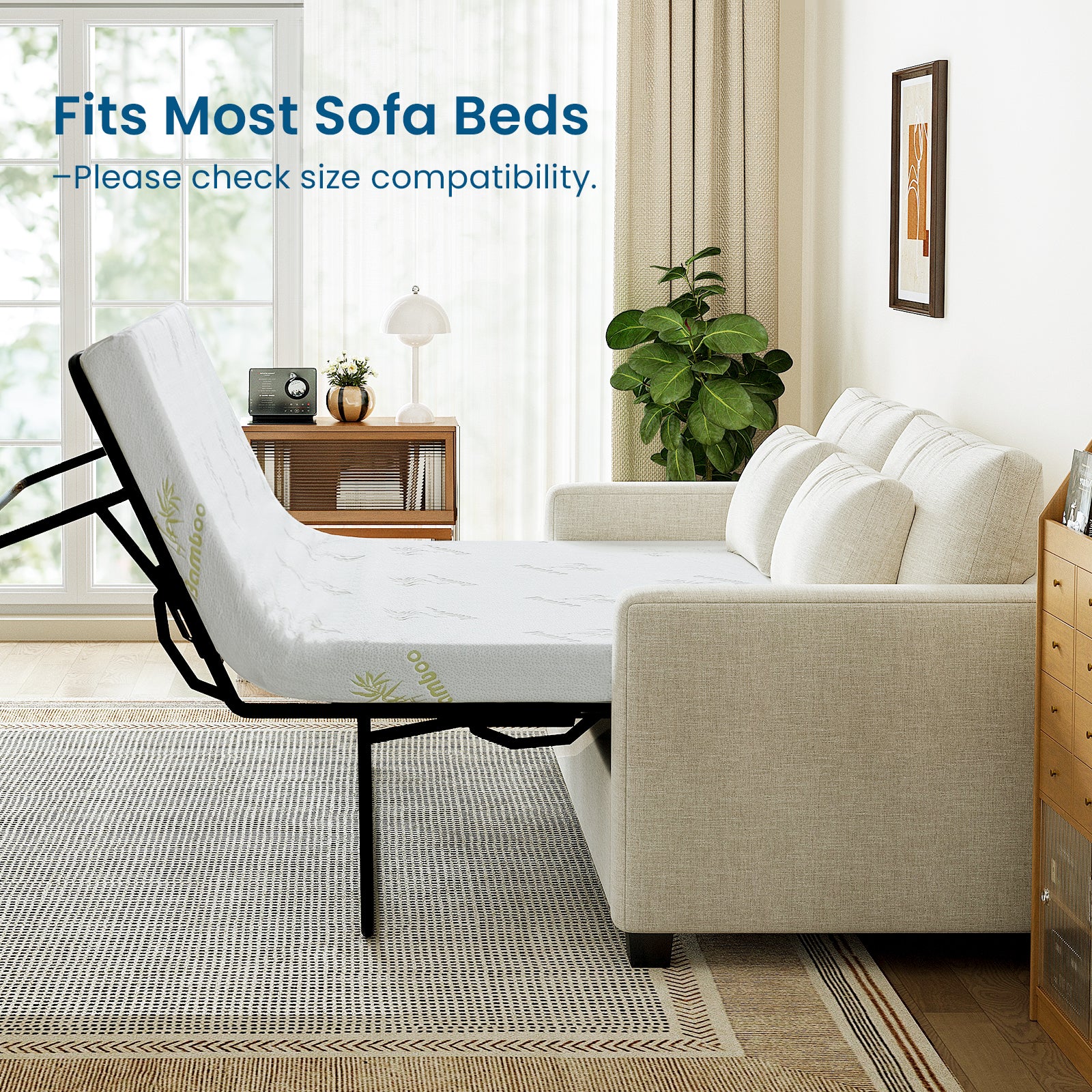 Inofia 4.5 Inch Sofa Bed Mattress with Ultra Soft Removable Cover for Couch Beds (Sofa Not Included)