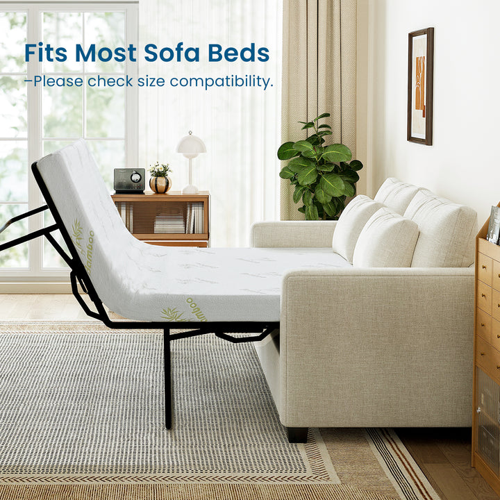 Inofia 4.5 Inch Sofa Bed Mattress with Ultra Soft Removable Cover for Couch Beds (Sofa Not Included)