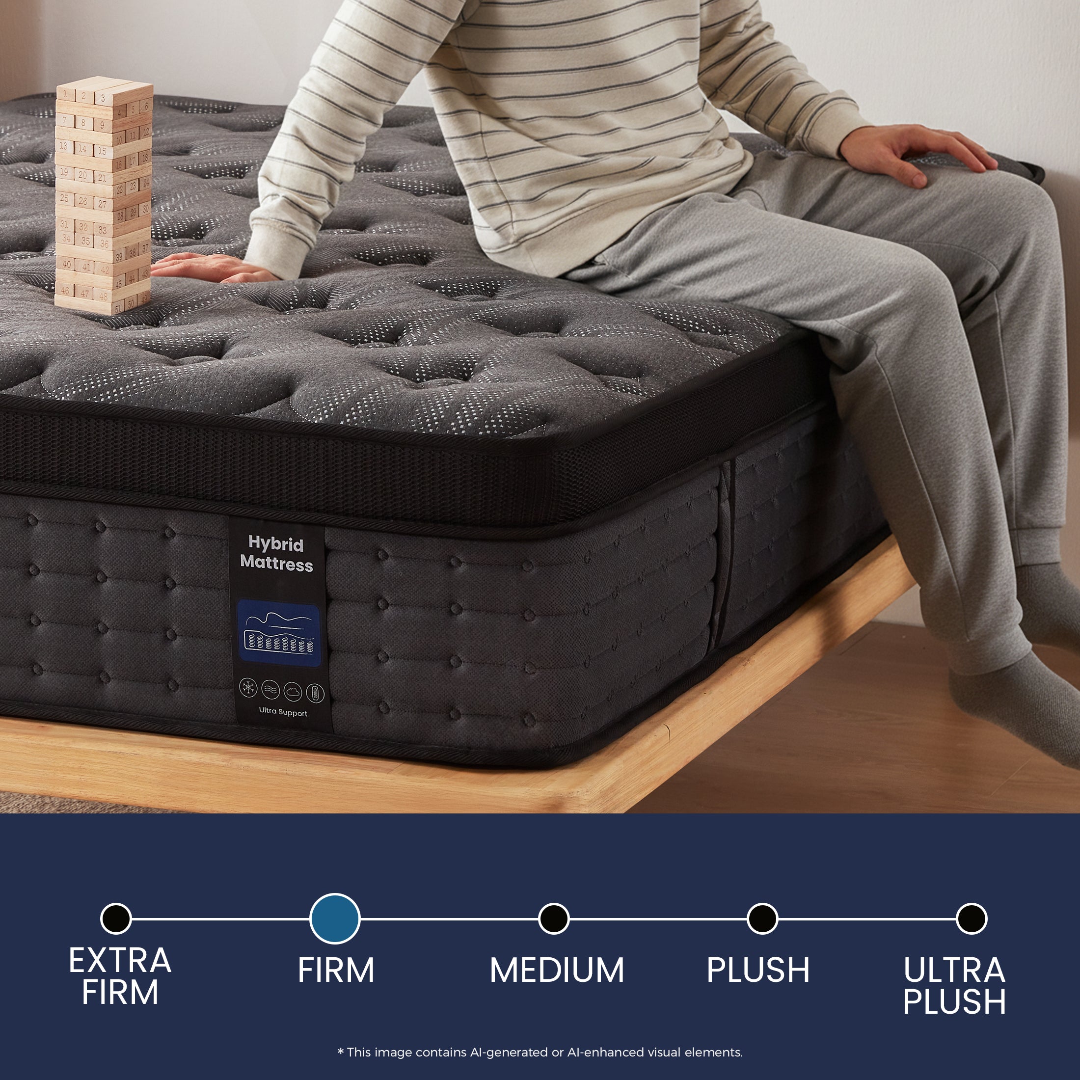 Inofia 12 &14 Inch Hybrid Gel Memory Foam & Pocket Springs Mattress, Black