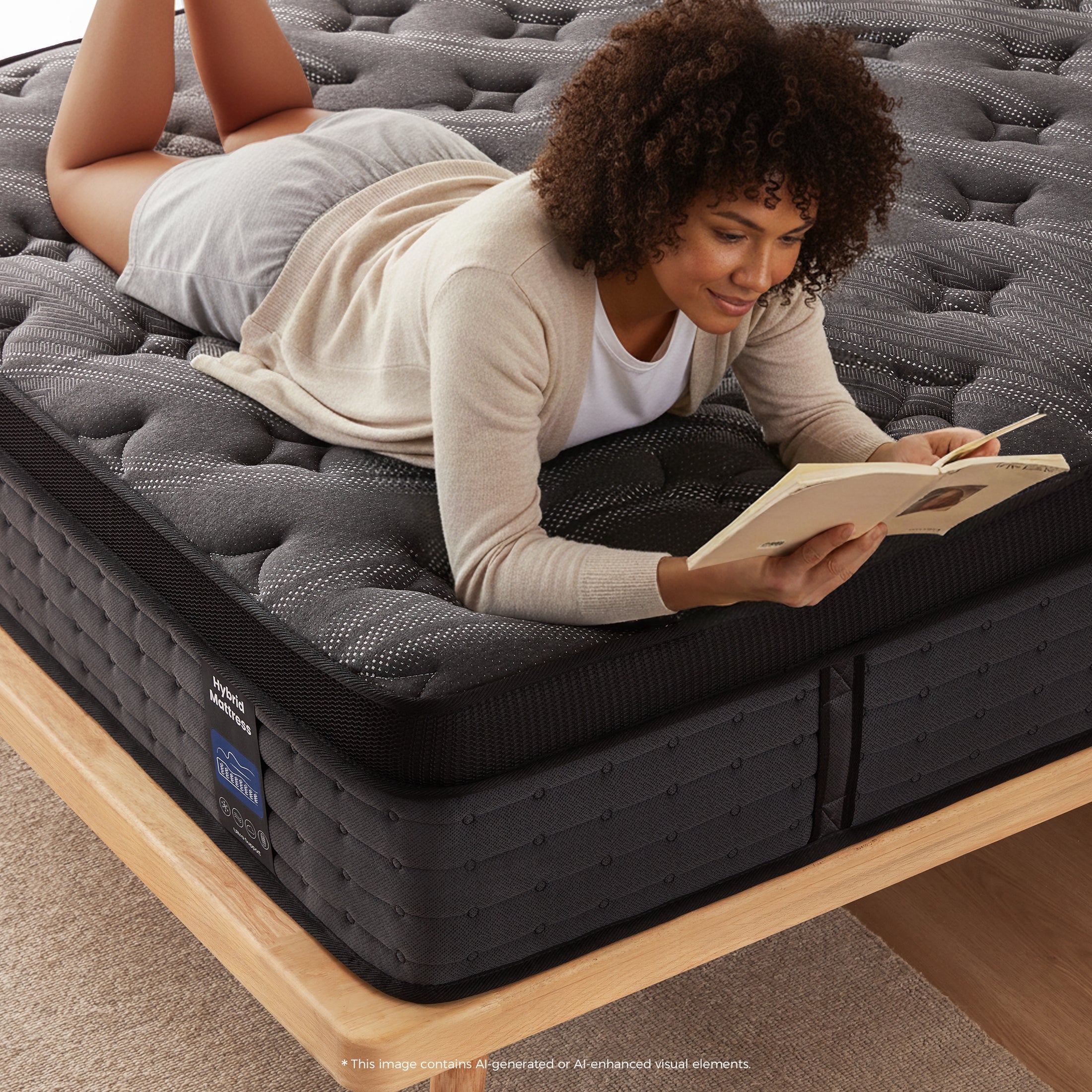 Inofia 12 &14 Inch Hybrid Gel Memory Foam & Pocket Springs Mattress, Black