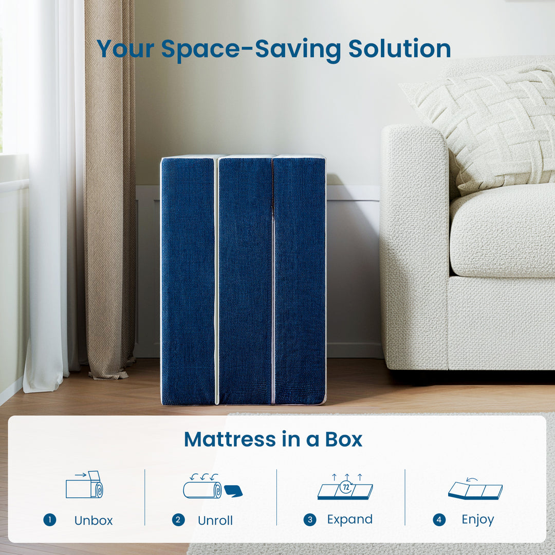 Inofia 6 Inch Folding Mattress with Removable Cover Portable Floor Guest Bed for RV, Camping