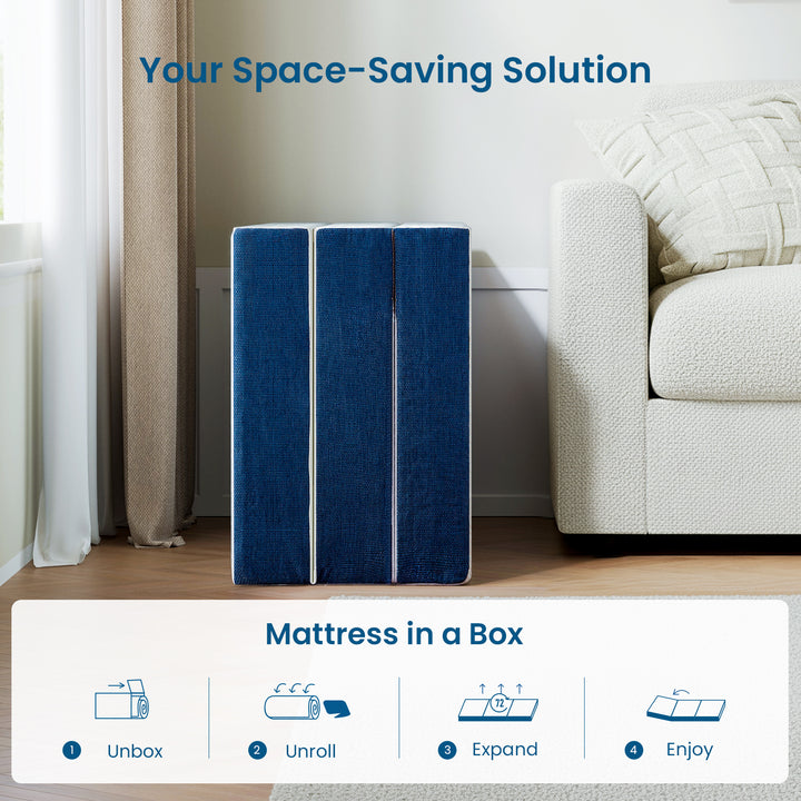 Inofia 6 Inch Folding Mattress with Removable Cover Portable Floor Guest Bed for RV, Camping