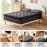Inofia 12 &14 Inch Hybrid Gel Memory Foam & Pocket Springs Mattress, Black