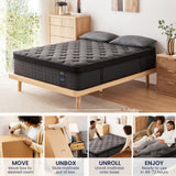 Inofia 12 &14 Inch Hybrid Gel Memory Foam & Pocket Springs Mattress, Black