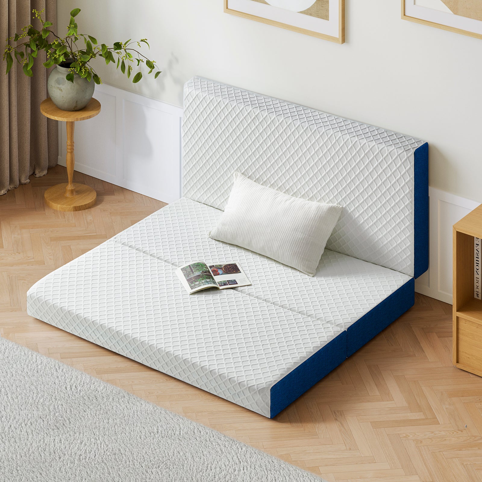 Inofia 6 Inch Folding Mattress with Removable Cover Portable Floor Guest Bed for RV, Camping