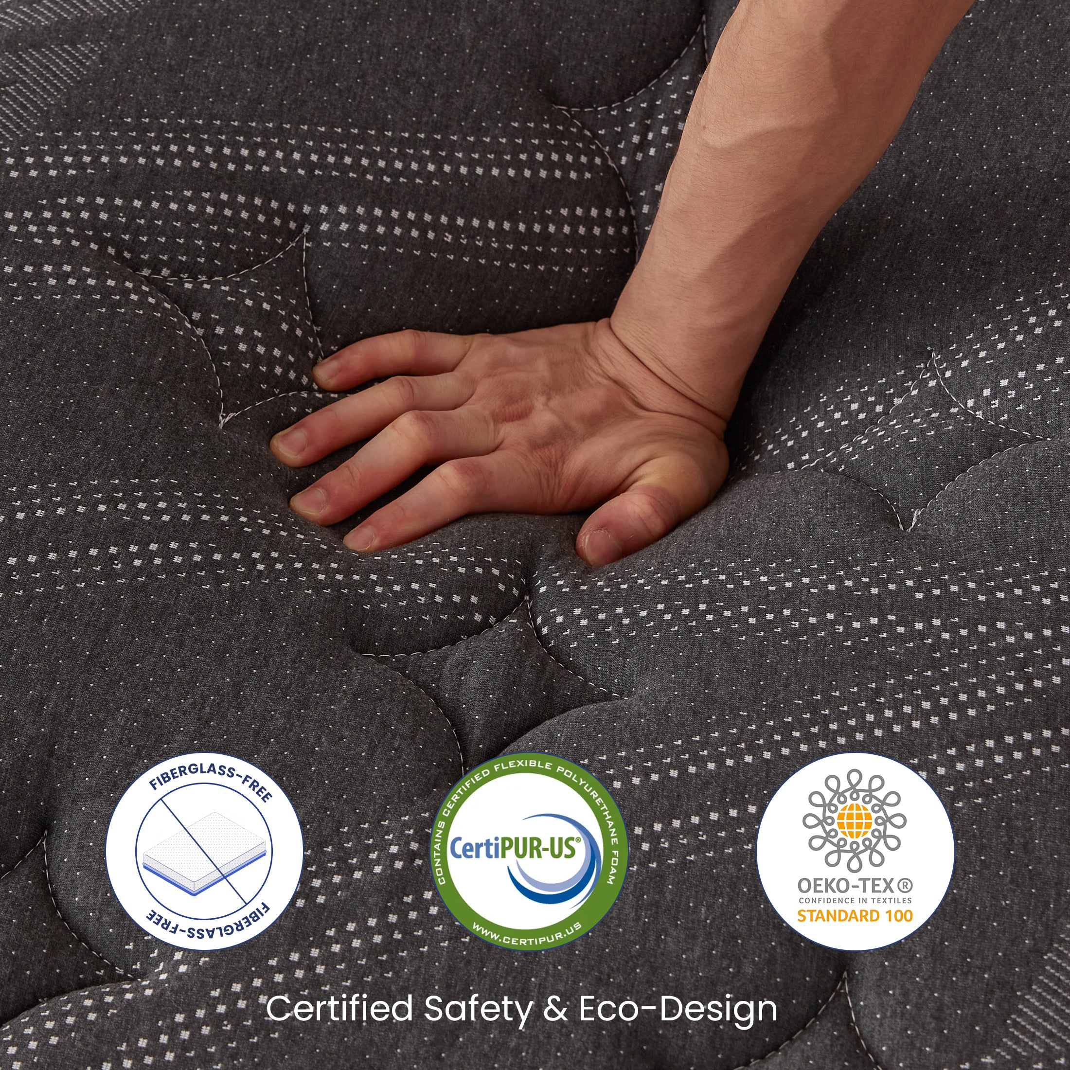 Inofia 12 &14 Inch Hybrid Gel Memory Foam & Pocket Springs Mattress, Black