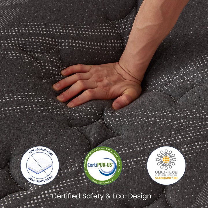 Inofia 12 &amp;14 Inch Hybrid Gel Memory Foam &amp; Pocket Springs Mattress, Black