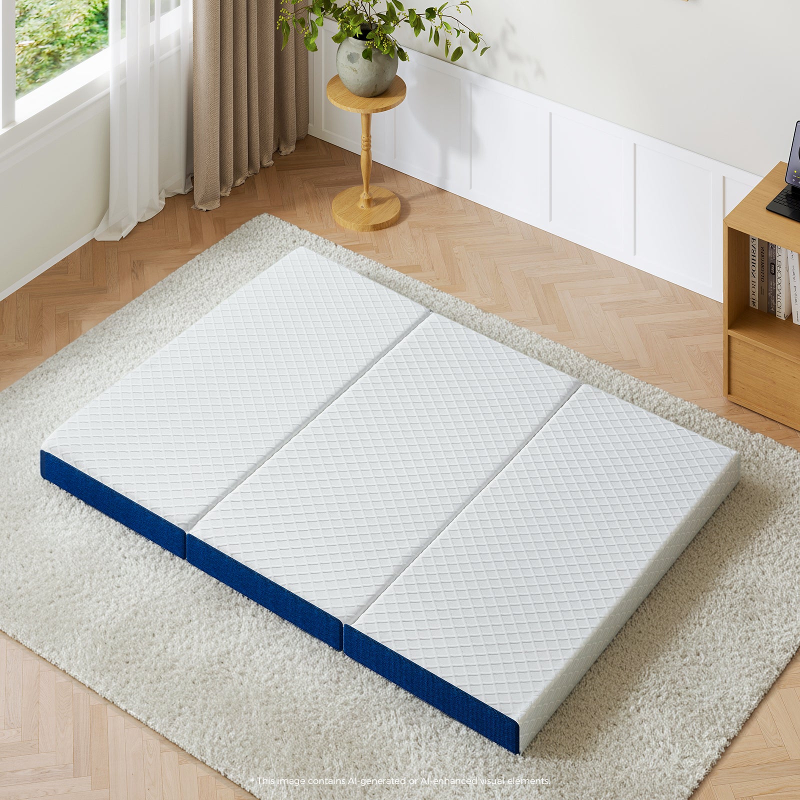 Inofia 6 Inch Folding Mattress with Removable Cover Portable Floor Guest Bed for RV, Camping
