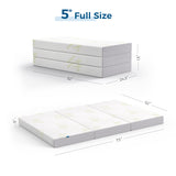 Inofia 5 Inch Trifold Memory Foam Mattress with Ultra-Soft Removable Cover - for Camping, Guest, and Floor Foldable Bed
