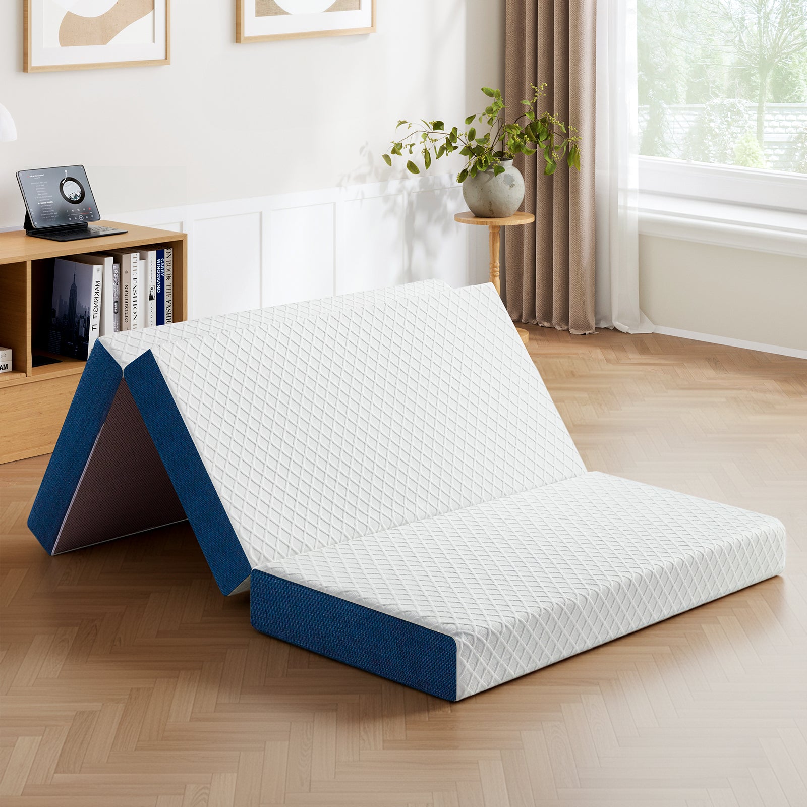 Inofia 6 Inch Folding Mattress with Removable Cover Portable Floor Guest Bed for RV, Camping