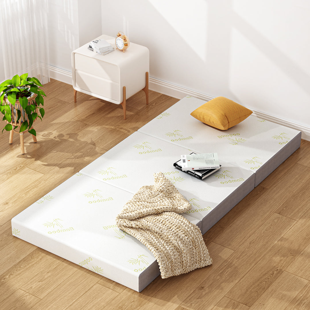 Inofia 5 Inch Trifold Memory Foam Mattress with Ultra-Soft Removable Cover - for Camping, Guest, and Floor Foldable Bed
