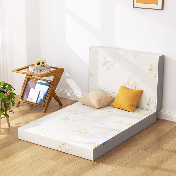 Inofia 5 Inch Trifold Memory Foam Mattress with Ultra-Soft Removable Cover - for Camping, Guest, and Floor Foldable Bed