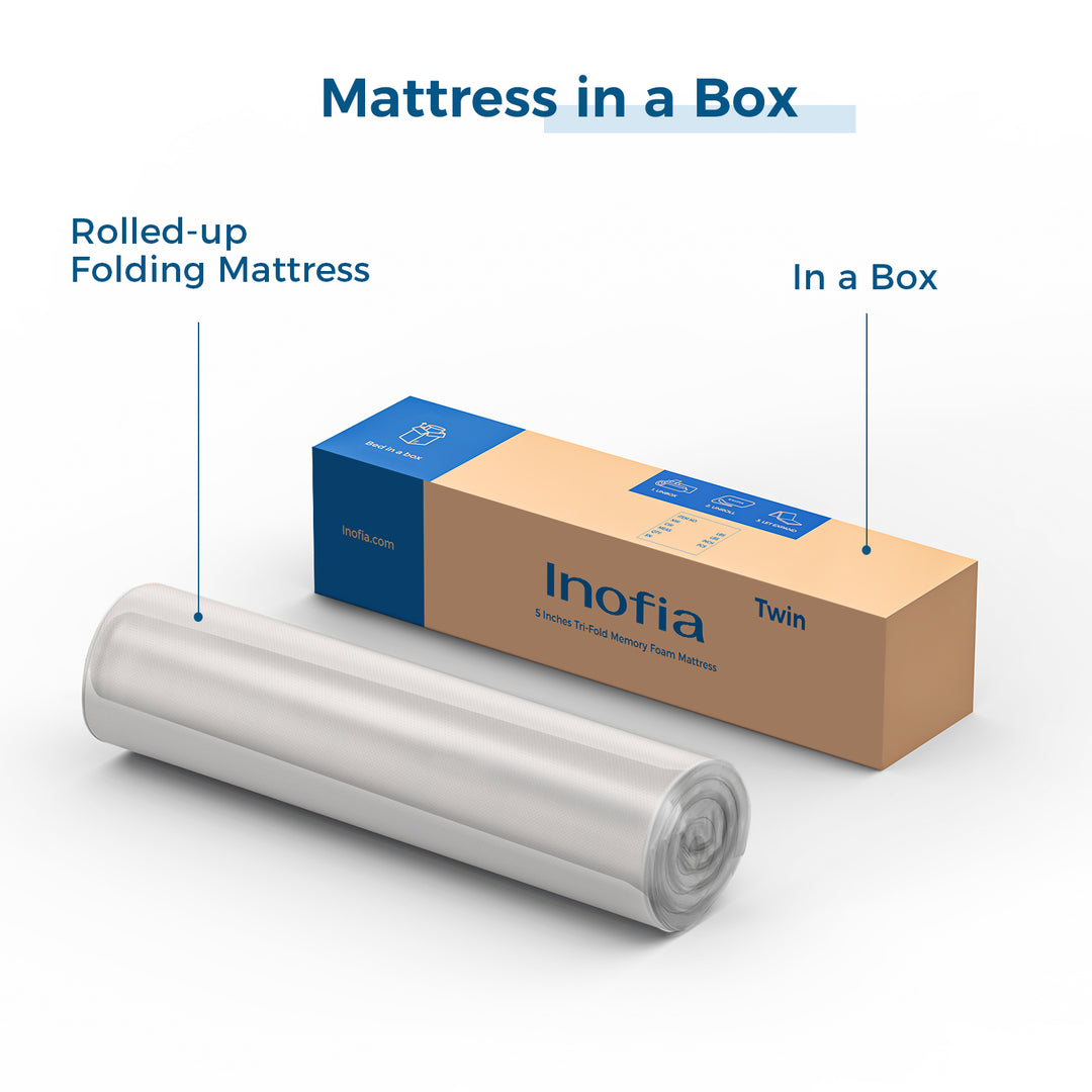 Inofia Folding Mattress, 6 Inch Trifold Memory Foam Mattress with Ultra Soft Removable Cover