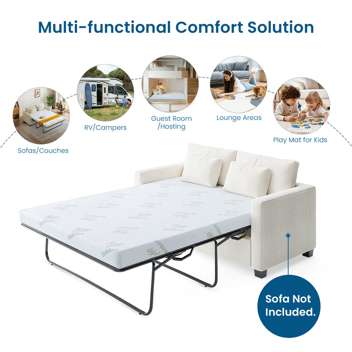 Inofia 4.5 Inch Sofa Bed Mattress with Ultra Soft Removable Cover for Couch Beds (Sofa Not Included)