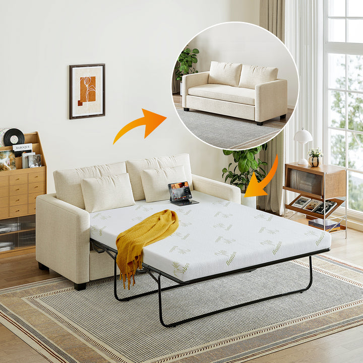 Inofia 4.5 Inch Sofa Bed Mattress with Ultra Soft Removable Cover for Couch Beds (Sofa Not Included)