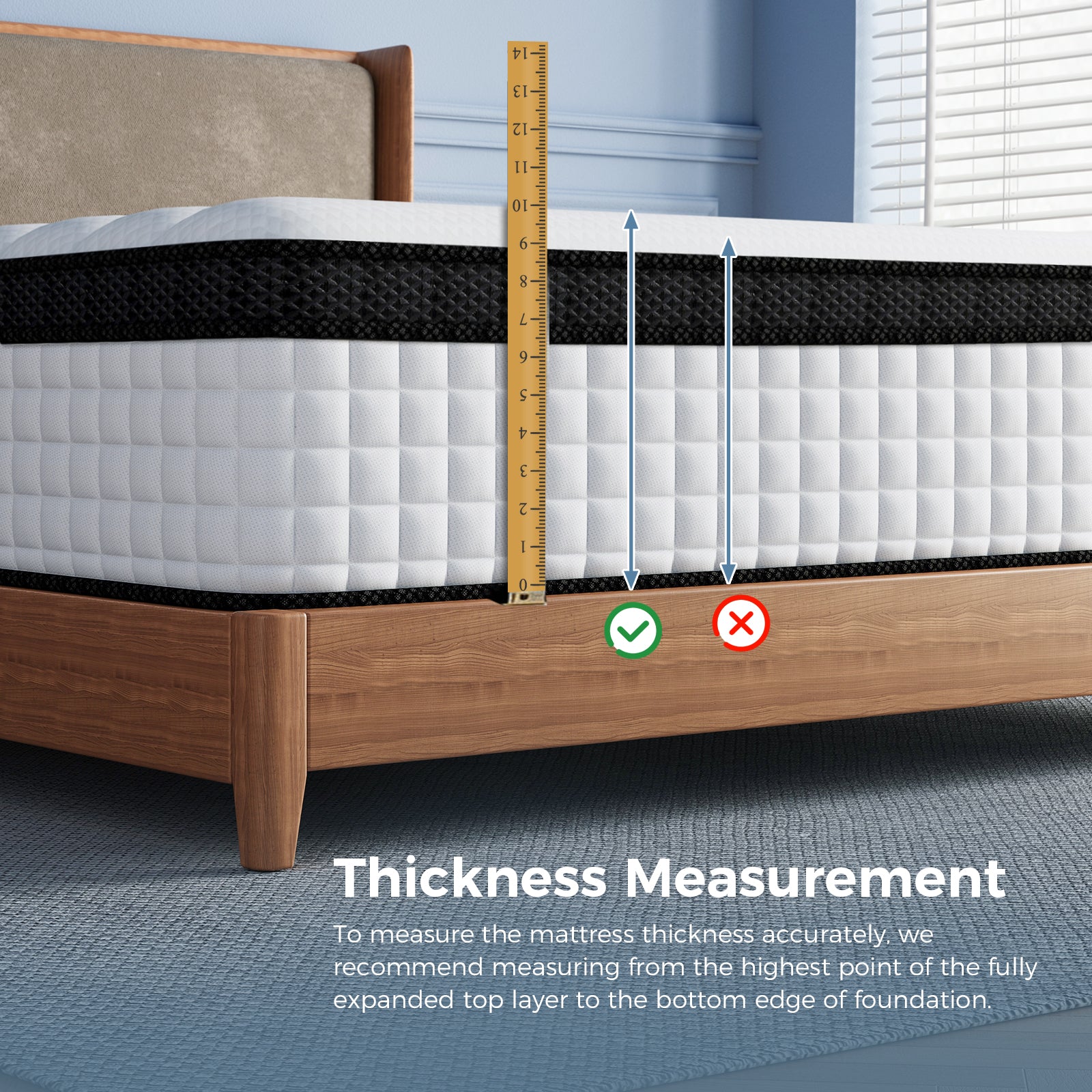 Inofia 10&12&14 Inch Luxury Innerspring and Memory Foam Hybrid Mattress