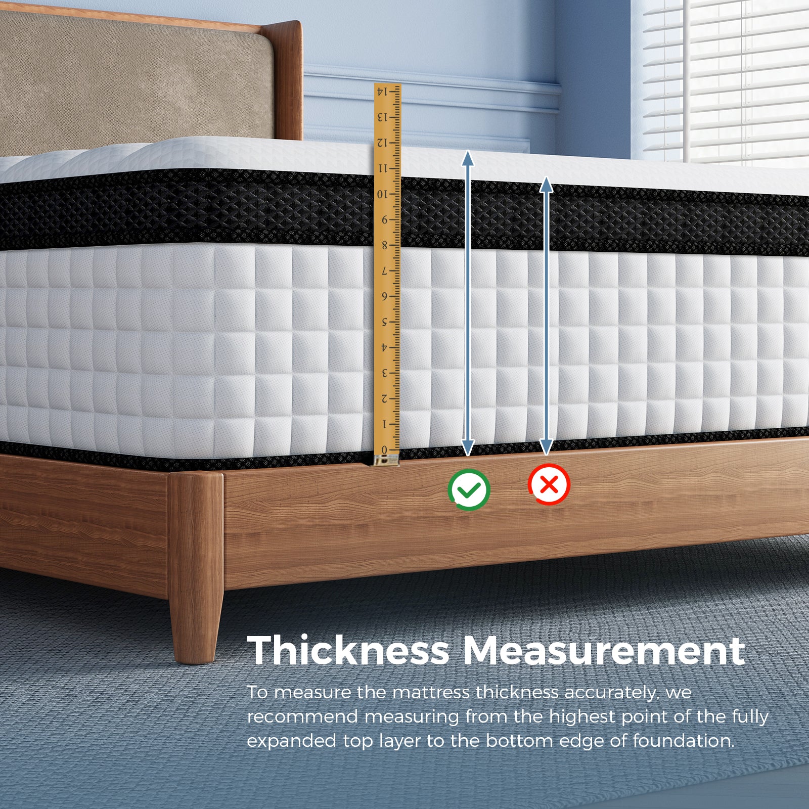 Inofia 10&12&14 Inch Luxury Innerspring and Memory Foam Hybrid Mattress