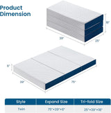 Inofia 6 Inch Folding Mattress with Removable Cover Portable Floor Guest Bed for RV, Camping
