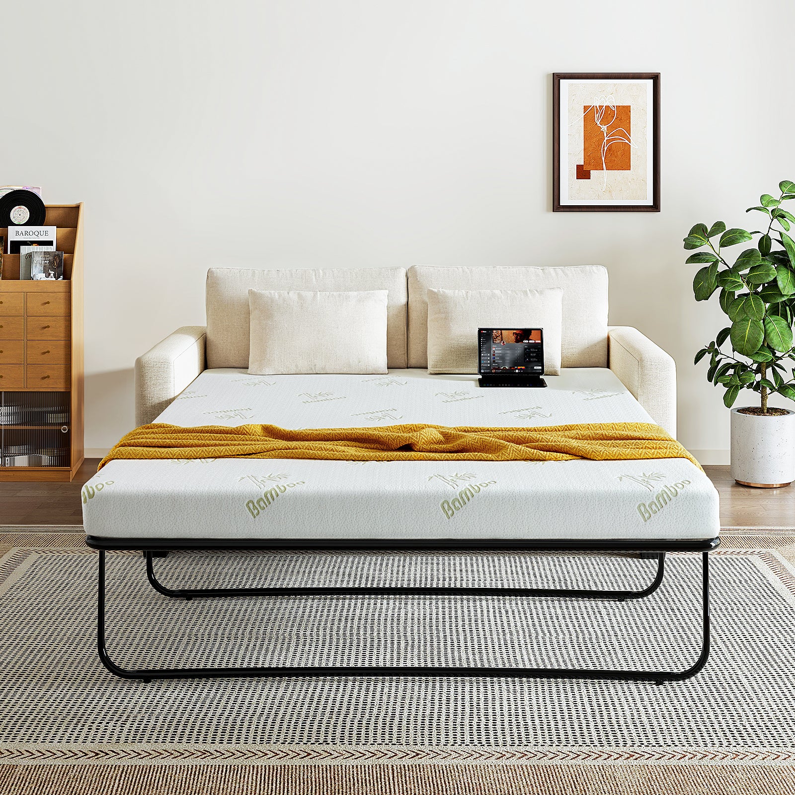Inofia 4.5 Inch Sofa Bed Mattress with Ultra Soft Removable Cover for Couch Beds (Sofa Not Included)