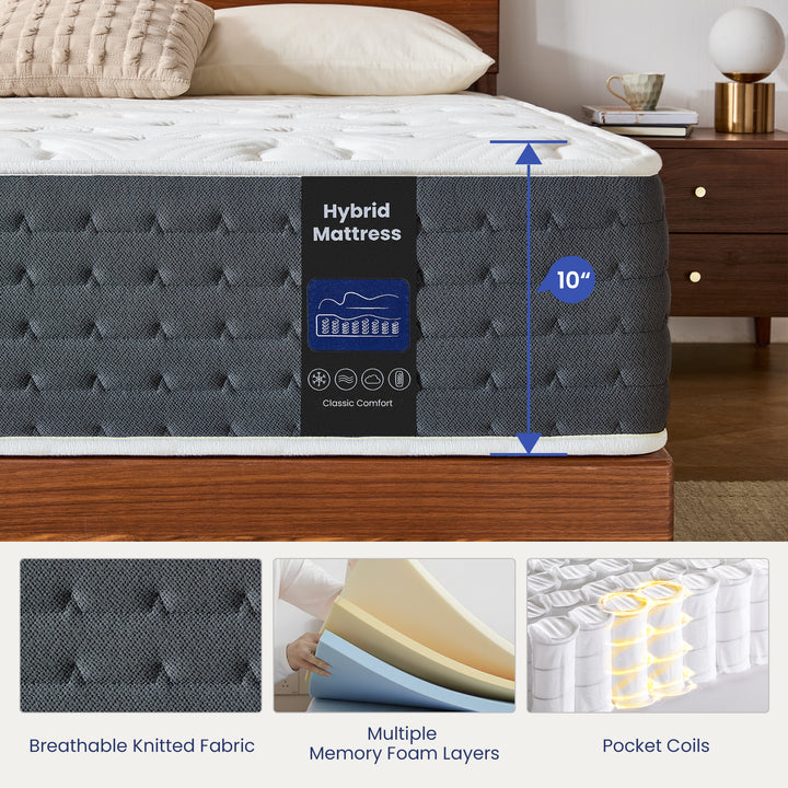 Inofia 10" &amp; 11" Original Comfort Cooling Memory Foam Hybrid Marress