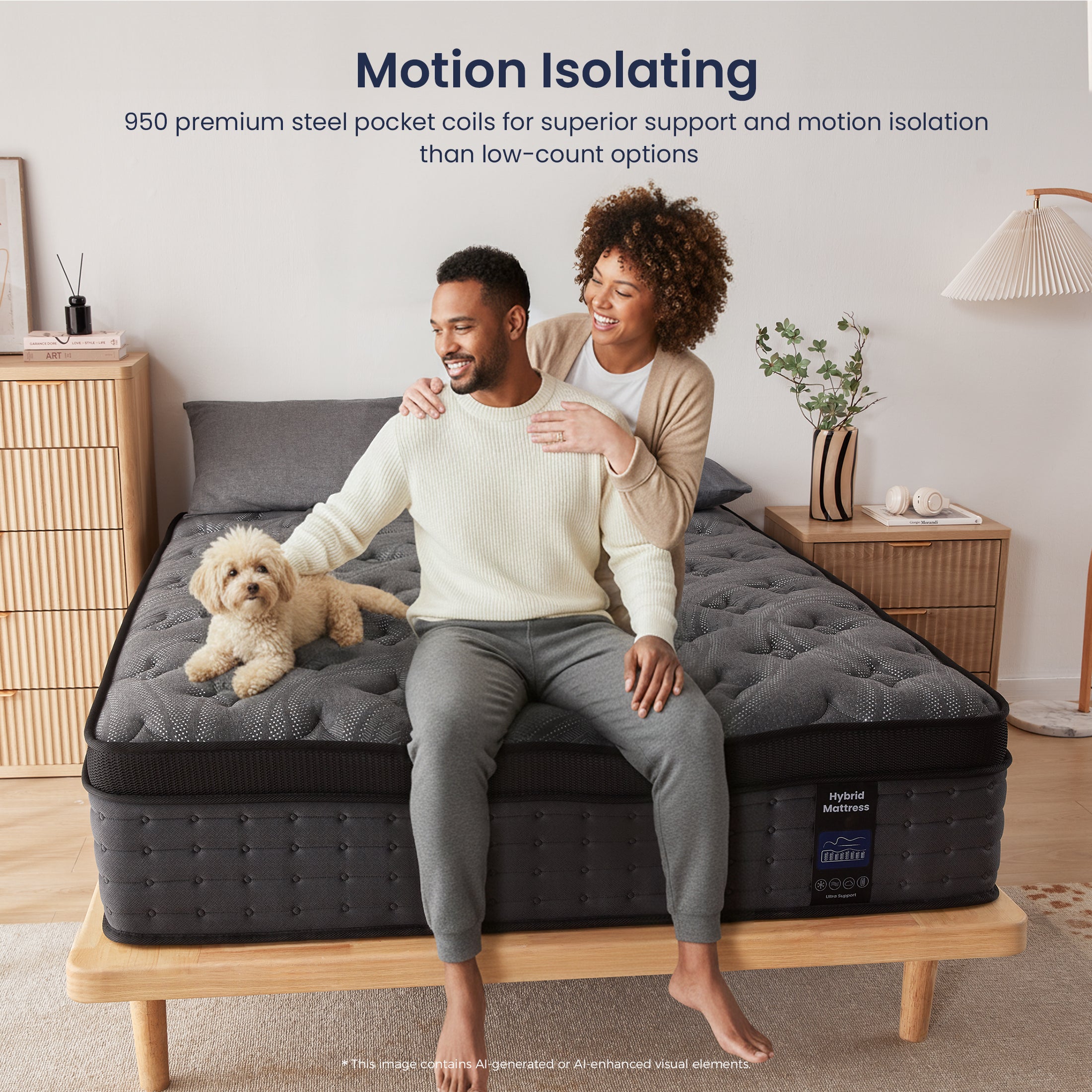 Inofia 12 &14 Inch Hybrid Gel Memory Foam & Pocket Springs Mattress, Black