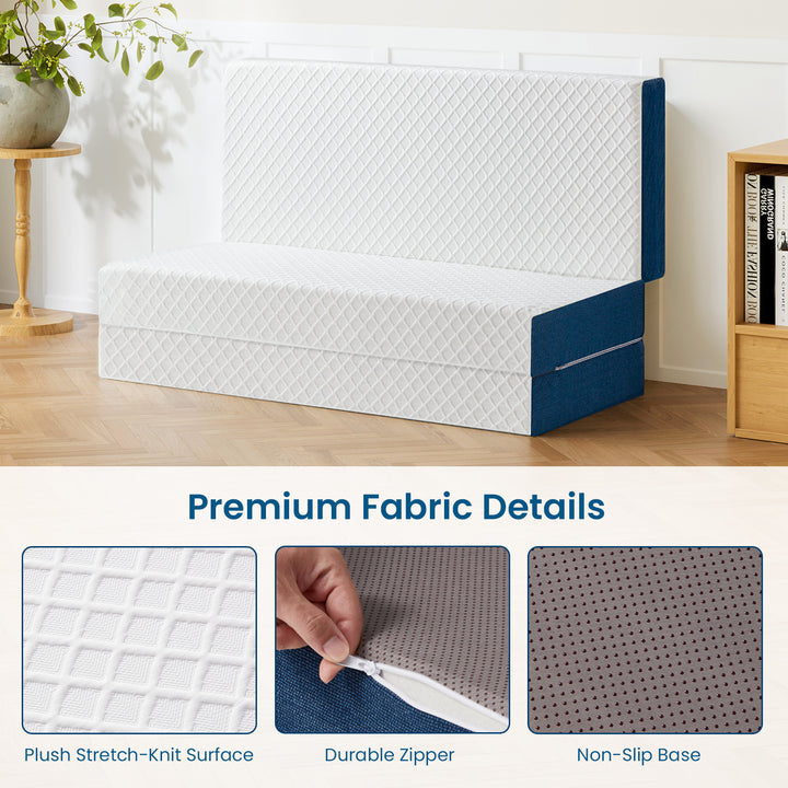 Inofia 6 Inch Folding Mattress with Removable Cover Portable Floor Guest Bed for RV, Camping