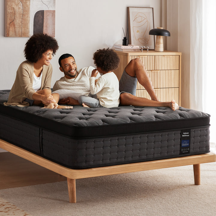 Inofia 12 &amp;14 Inch Hybrid Gel Memory Foam &amp; Pocket Springs Mattress, Black