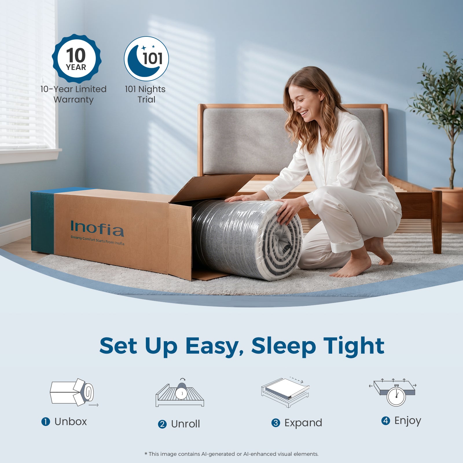 Inofia 10&12&14 Inch Luxury Innerspring and Memory Foam Hybrid Mattress