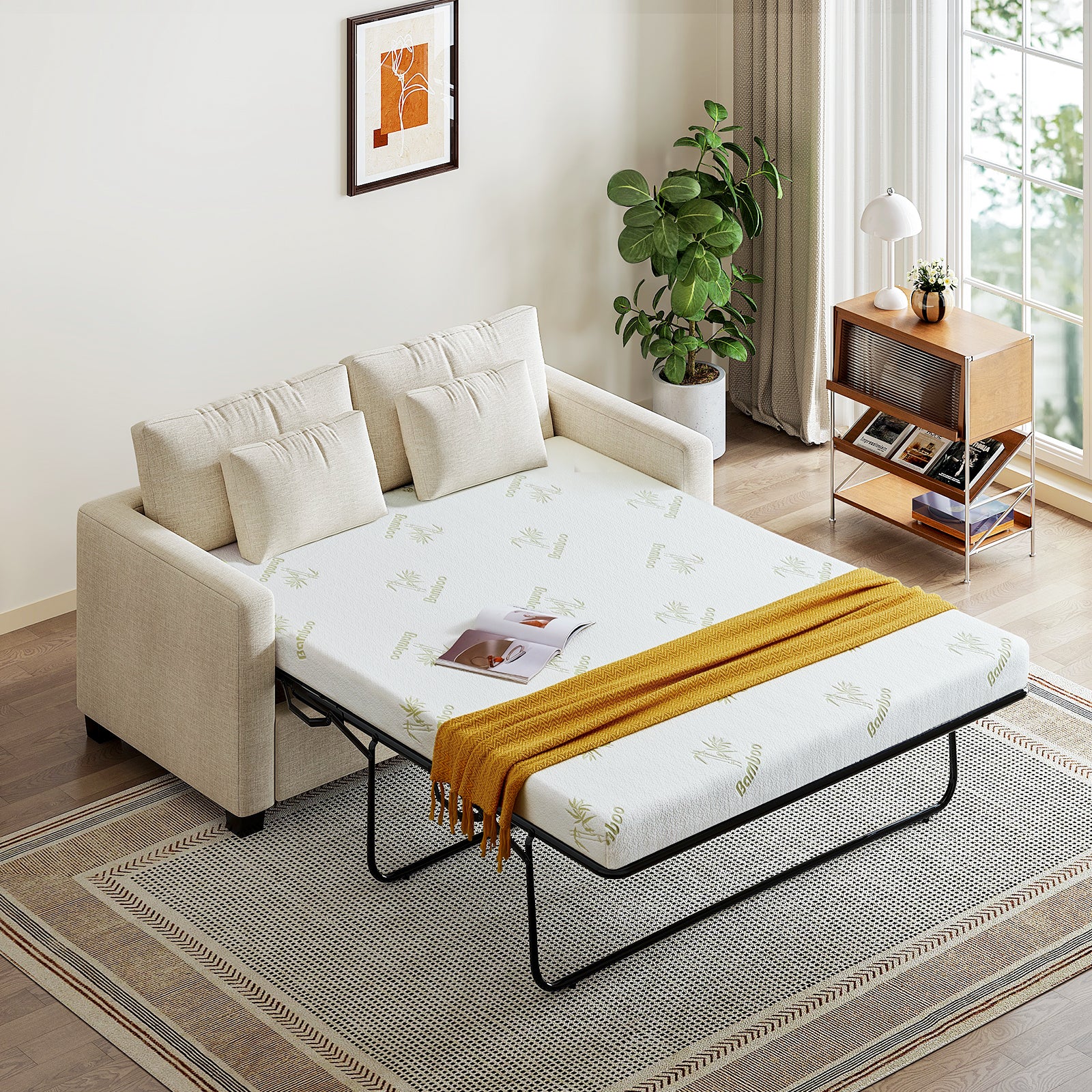 Inofia 4.5 Inch Sofa Bed Mattress with Ultra Soft Removable Cover for Couch Beds (Sofa Not Included)