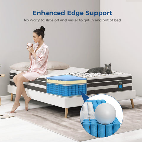 Eseren 8&12 Inch Hybrid Mattress Gel Memory Foam with Pocket Spring