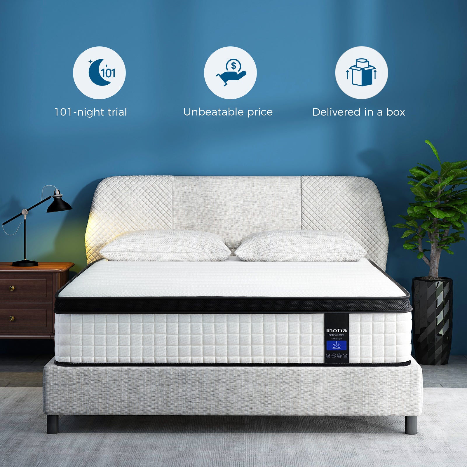 Inofia 10&12&14 Inch Luxury Innerspring and Memory Foam Hybrid Mattress