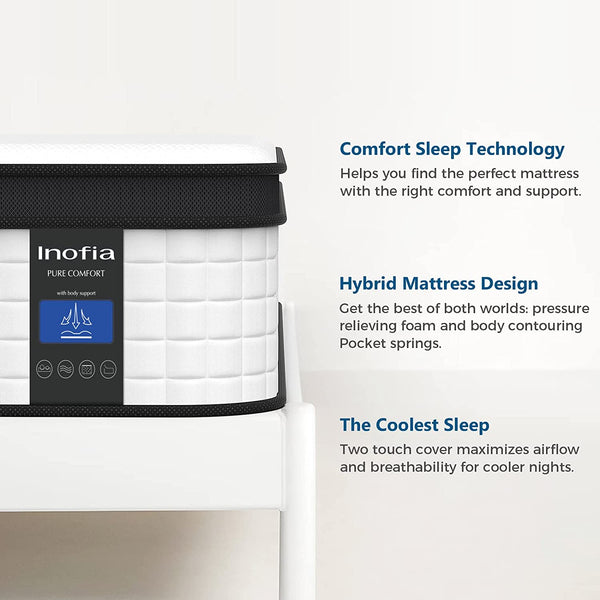 JEEKEA Full Size Mattress, 10 Inch Innerspring Hybrid Mattress in a Box with Memory Foam for Back Pain Relief, Medium Firm Mattress with Motion JEEKEA Full Size Mattress, 10 Inch Innerspring Hybrid Mattress in a Box with Memory Foam for Back Pain Relief, Medium Firm Mattress with Motion