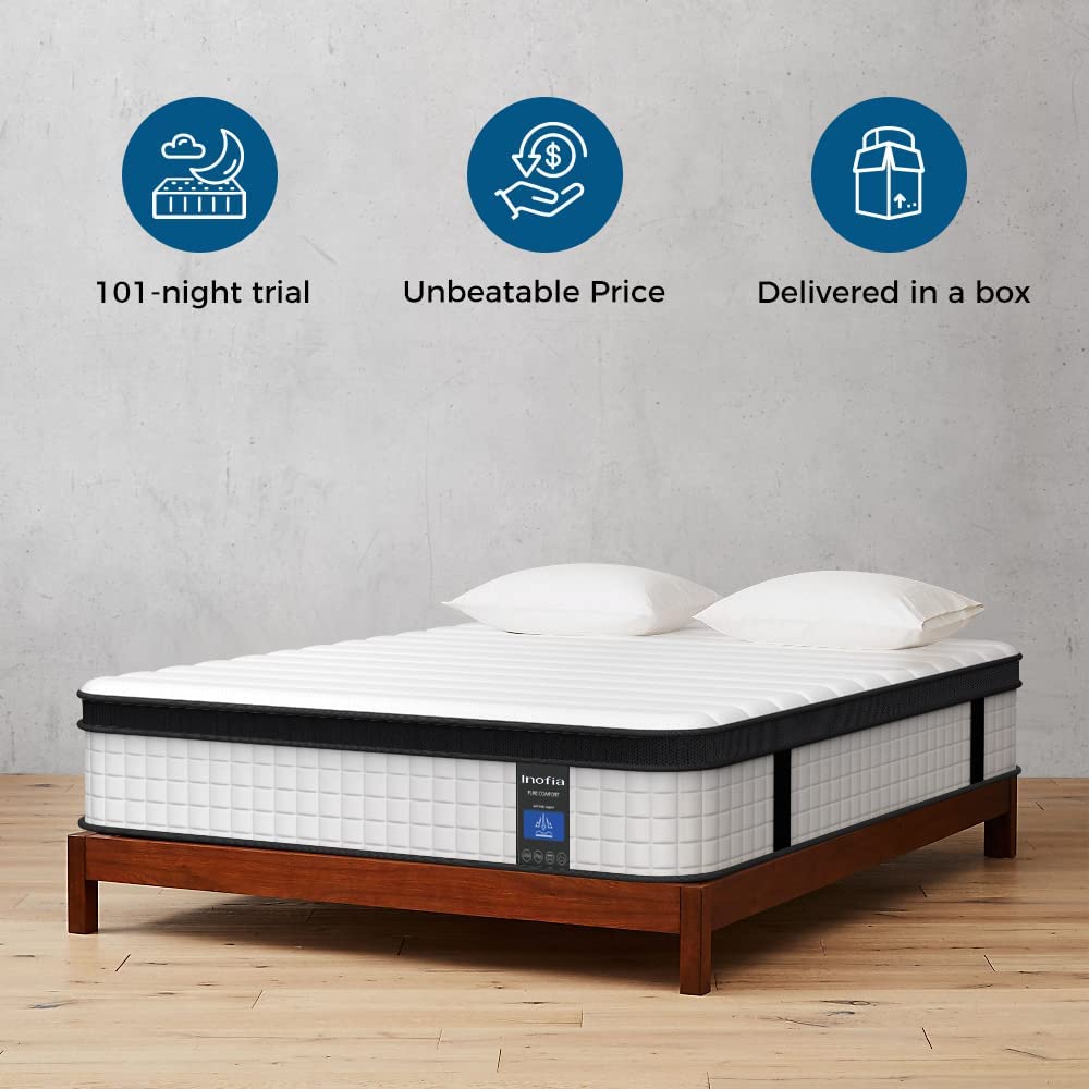 Inofia 10&amp;12&amp;14 Inch Luxury Innerspring and Memory Foam Hybrid Mattress