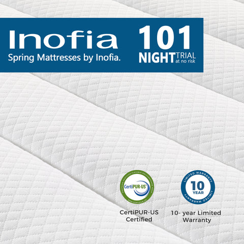 Inofia 10 Inch Premium Breathable Memory Foam and Spring Hybrid Mattress