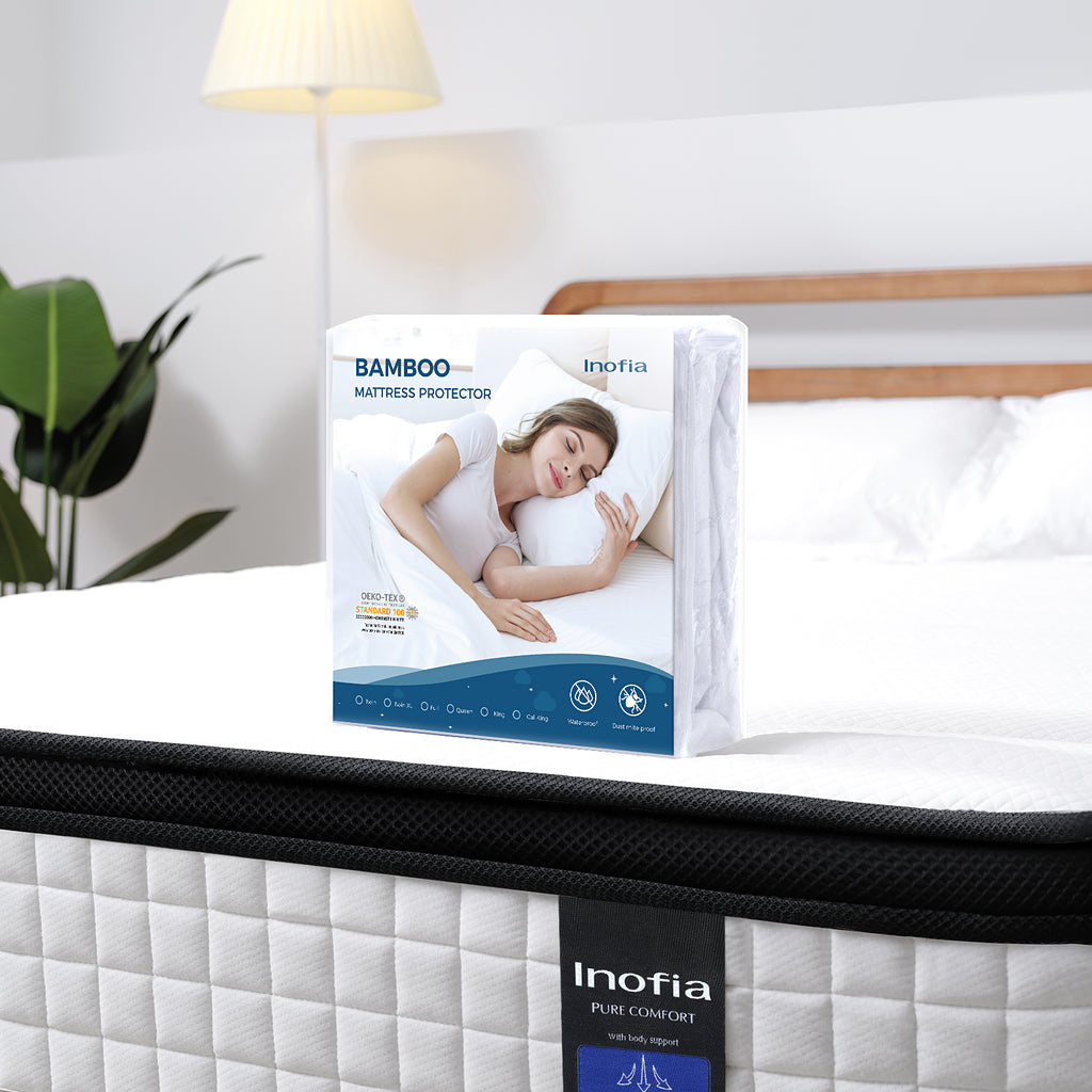 Inofia 12 Inch Hybrid Mattress with Waterproof Bamboo Mattress Protector