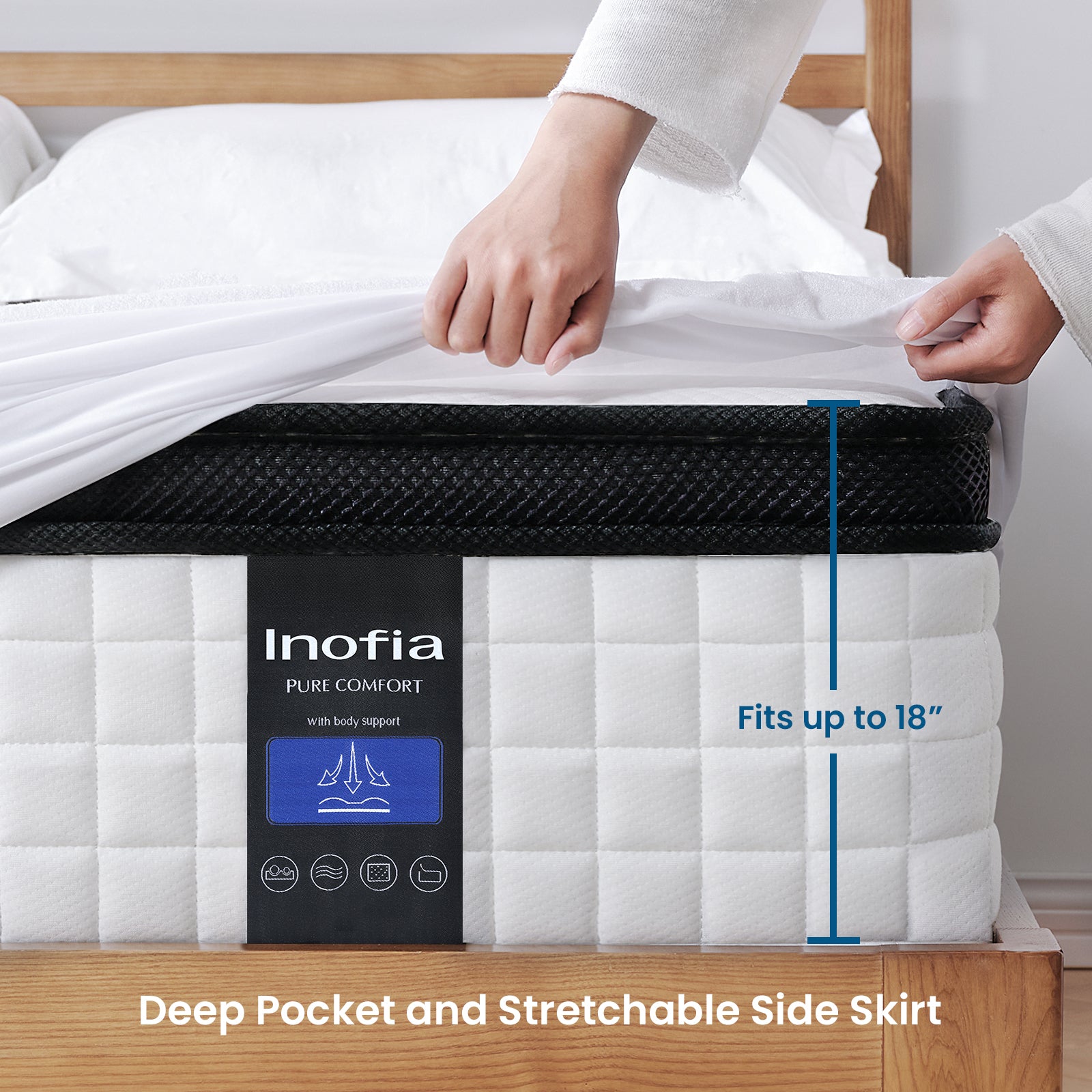 Inofia 12 Inch Hybrid Mattress with Waterproof Bamboo Protector Inofia 12 Inch Hybrid Mattress with Waterproof Bamboo Protector