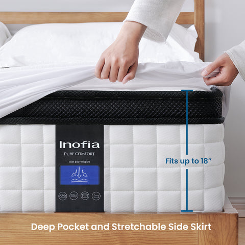 Inofia 12 Inch Hybrid Mattress with Waterproof Bamboo Mattress Protector