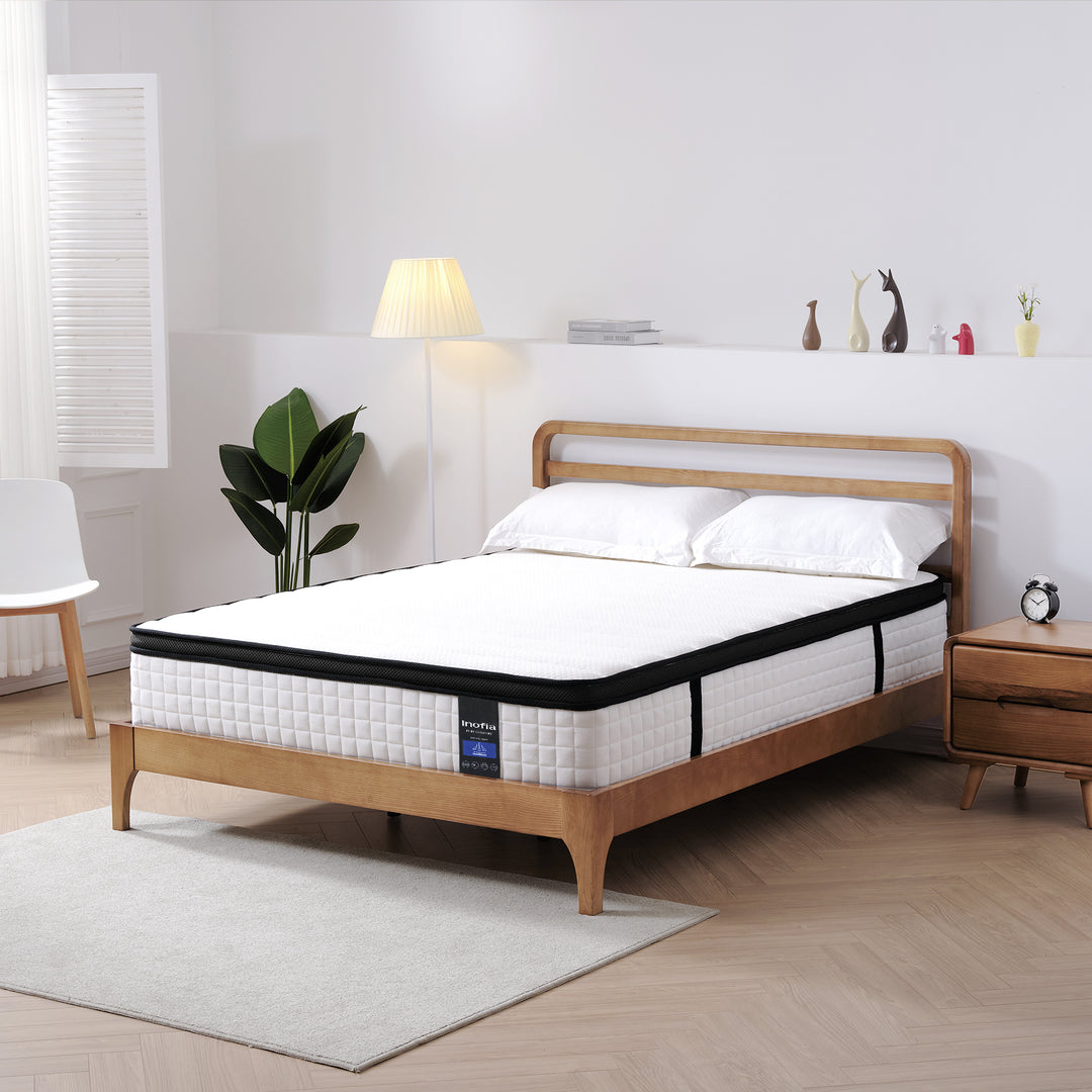Inofia 12 Inch Hybrid Mattress with Waterproof Bamboo Mattress Protector