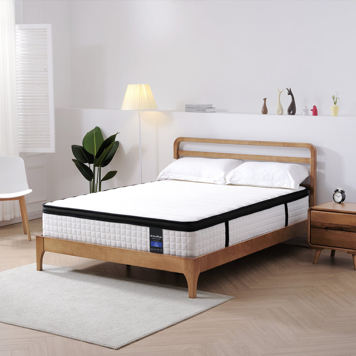 Inofia 12 Inch Hybrid Mattress with Waterproof Bamboo Mattress Protector