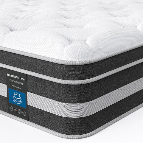 InofiaSeren 12 Inch Mattress Pocket Spring Hybrid Mattress with Gel Memory Foam