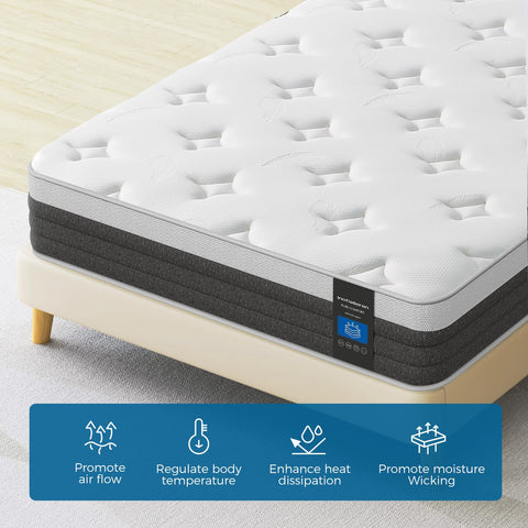 InofiaSeren 8 Inch Individual Pocket Spring Hybrid Mattress with Gel Memory Foam, Breathable&Motion Isolation, Medium Firm