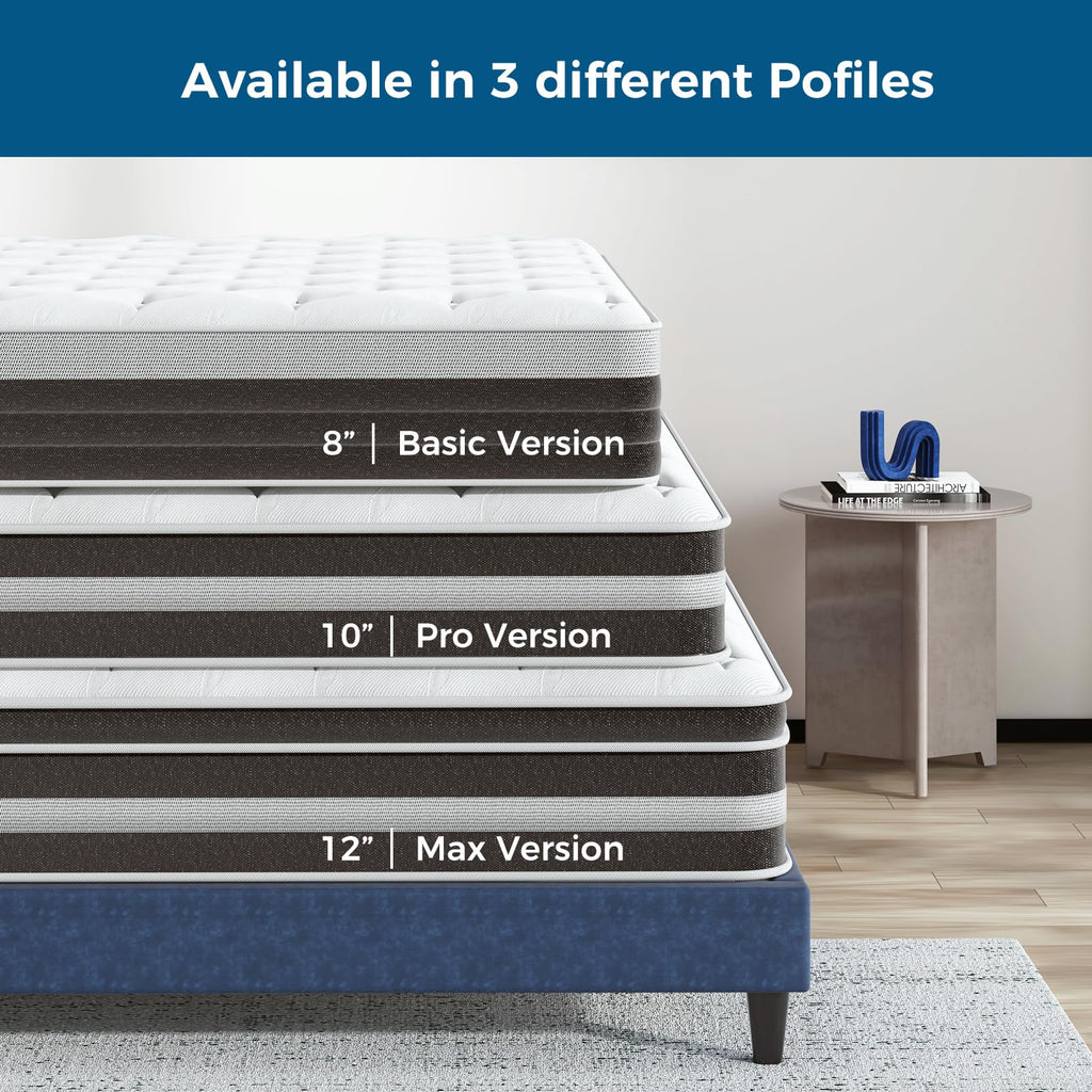 InofiaSeren 12 Inch Mattress Pocket Spring Hybrid Mattress with Gel Memory Foam