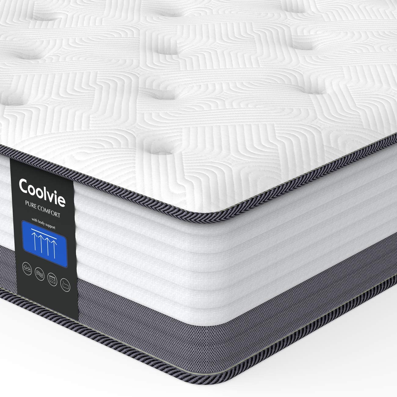 Coolvie 10 Inch Gel Memory Foam Hybrid Mattress - inofia